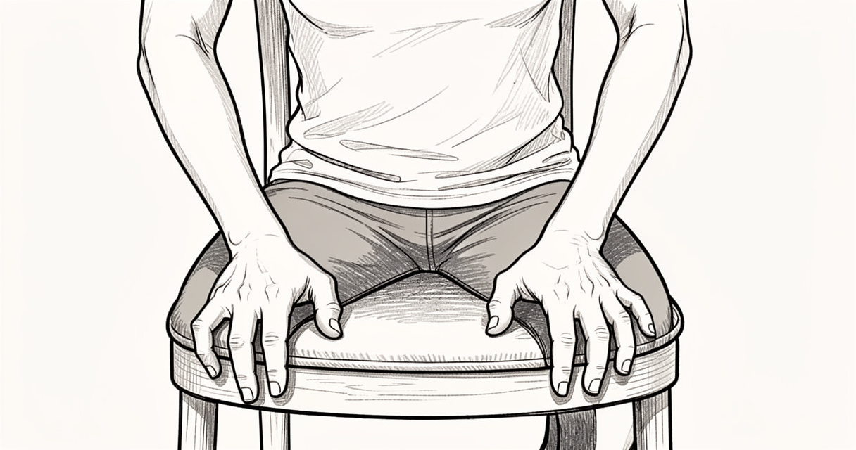 Main sur chaise posture flexion avant yoga assis technique correcte