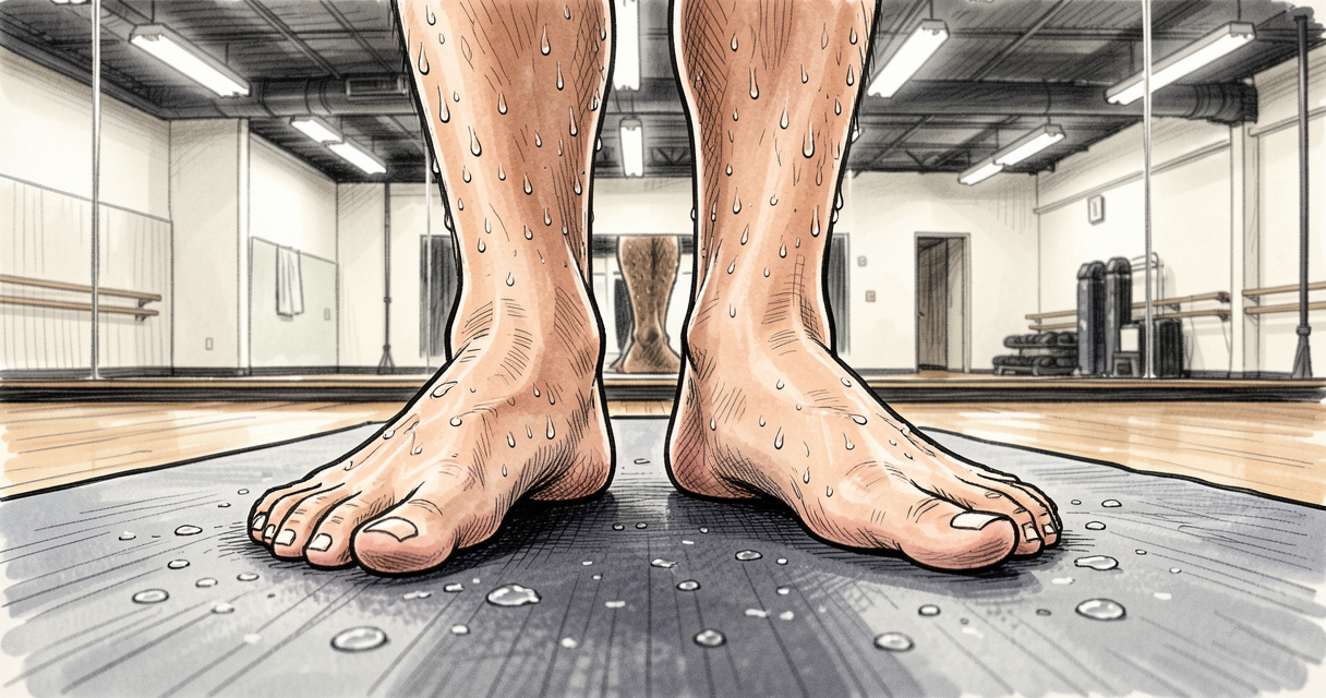 Pieds sur un tapis de yoga après une séance de Bikram Paris en salle chauffée