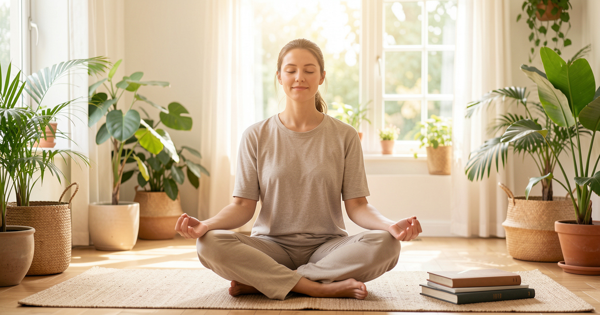 Personne en séance de méditation pleine conscience pour réduire le stress au quotidien