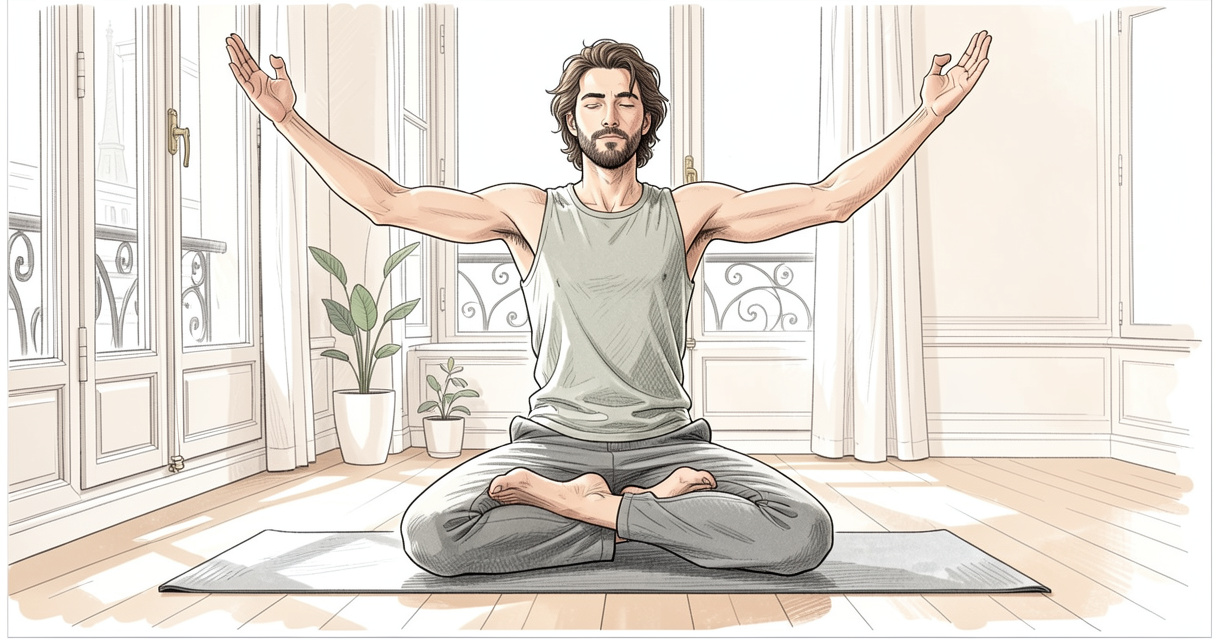 Pratique Mysore d'Ashtanga Yoga à Paris dans une salle claire